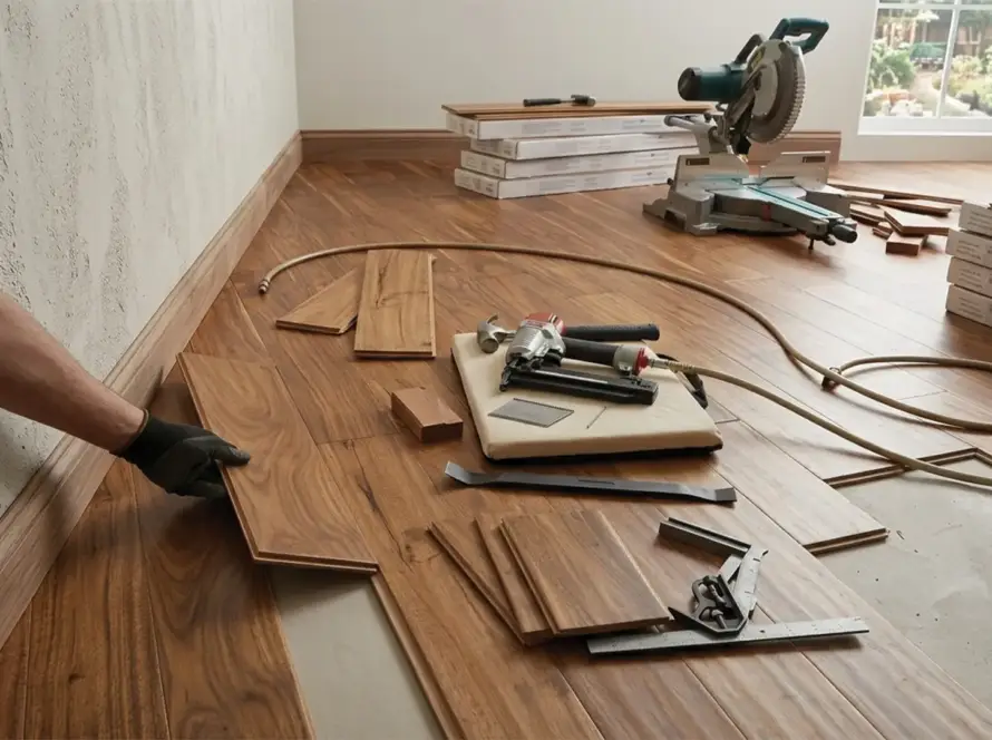 Professionally installed hardwood flooring in a Kitchener home by Petun Flooring