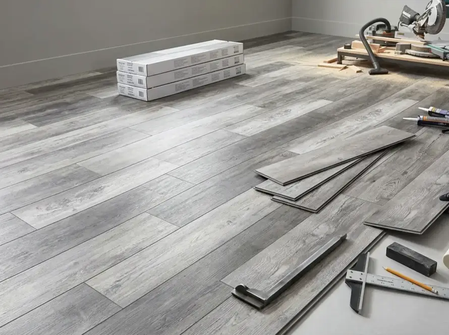 Professional vinyl plank and tile installation in a Kitchener home by Petun Flooring