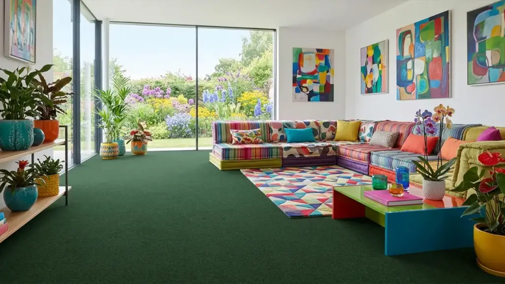 Petun Flooring installer fitting wall-to-wall carpet in a residential living room in Kitchener Ontario