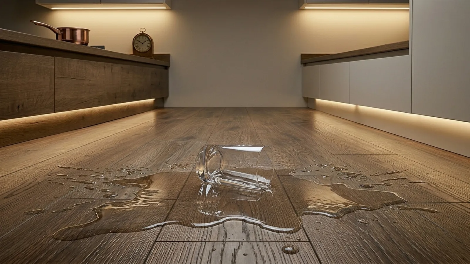 Waterproof vinyl plank flooring installed in a finished Ontario basement providing protection against moisture and humidity