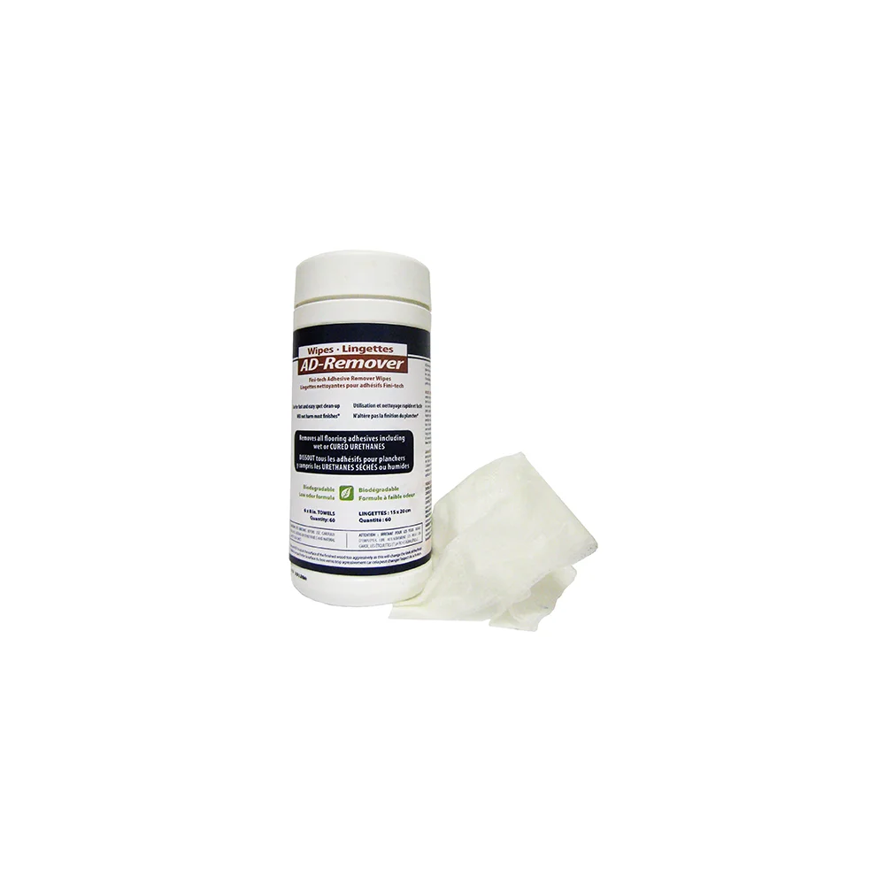 Acoustitech adhesive remover 60-wipe container for cleaning flooring adhesive residue