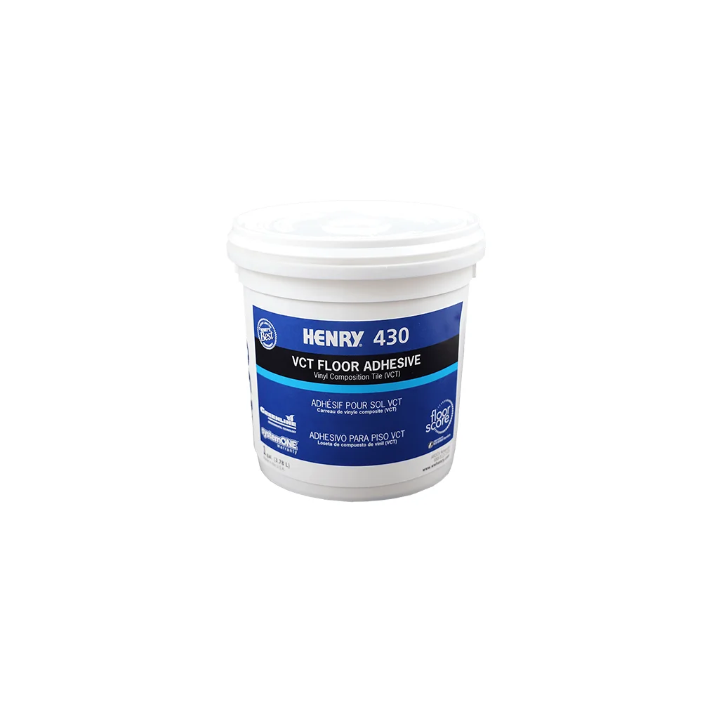 Henry 430 Clear Pro thin-spread VCT floor tile adhesive 3.78 L for vinyl composition tile