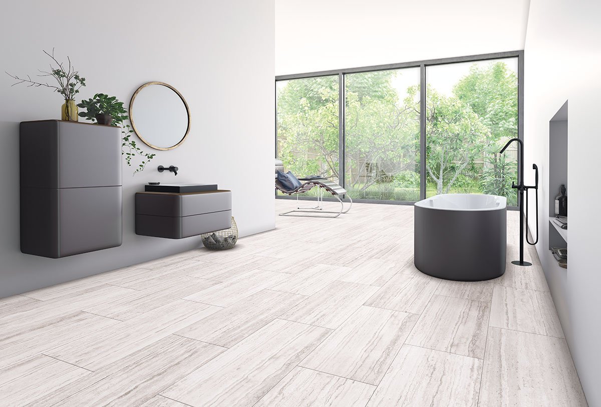 Pearl Travertine Inhaus Sono Eclipse Vinyl Tile - Image 2