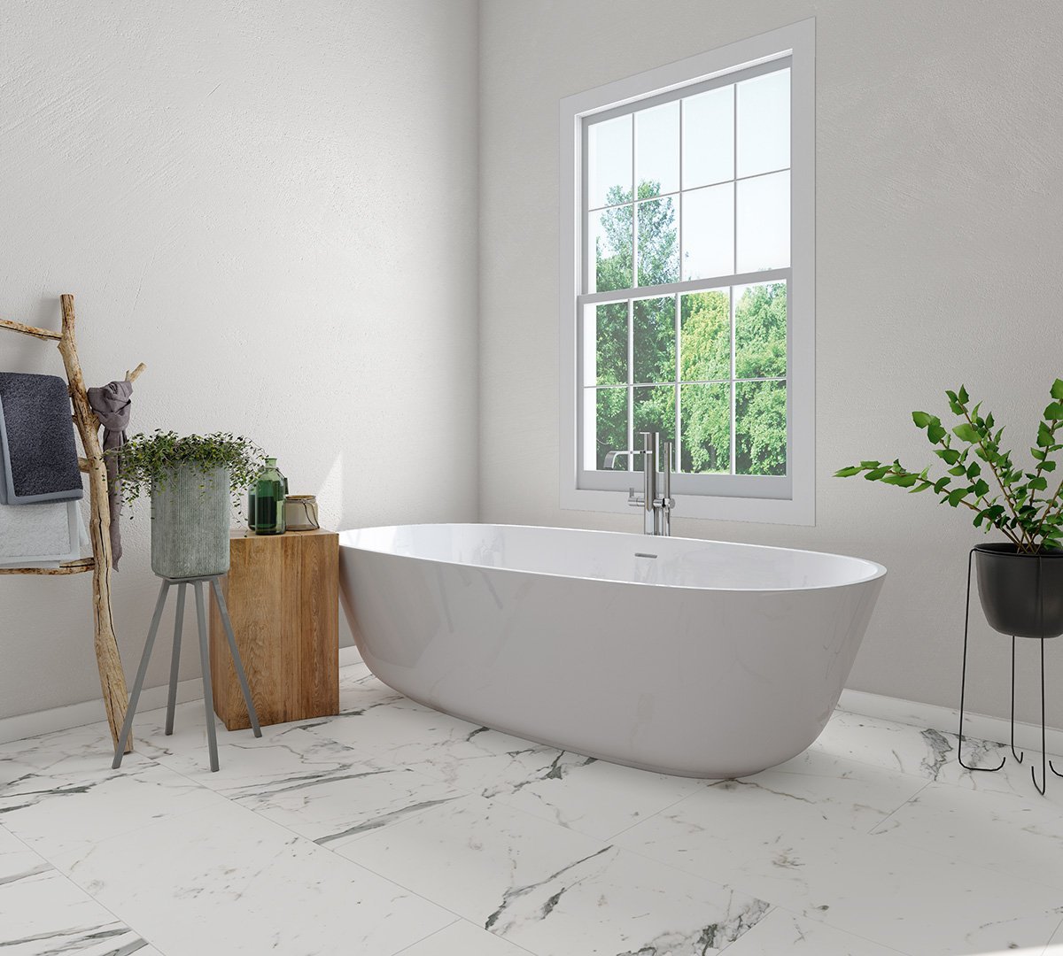Reposado Carrara Inhaus Sono Eclipse Vinyl Tile - Image 2