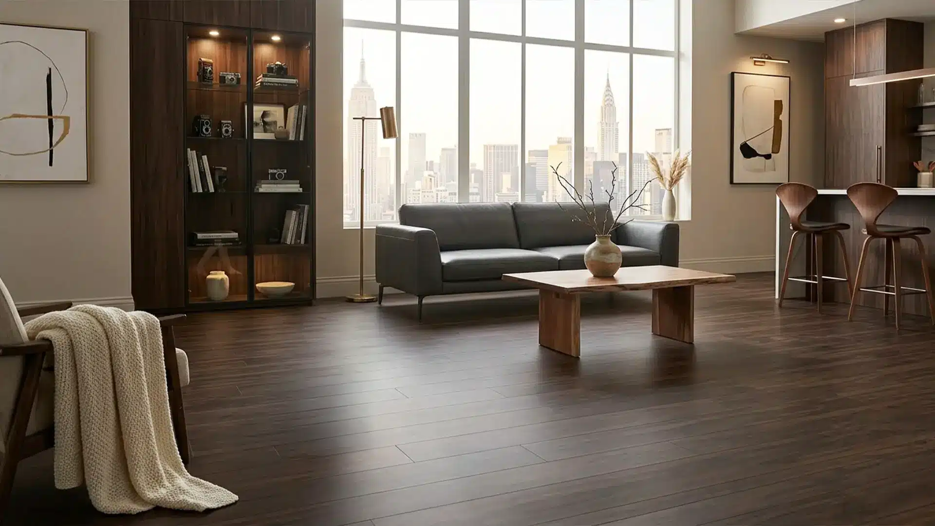 Engineered wood finish for commercial interiors