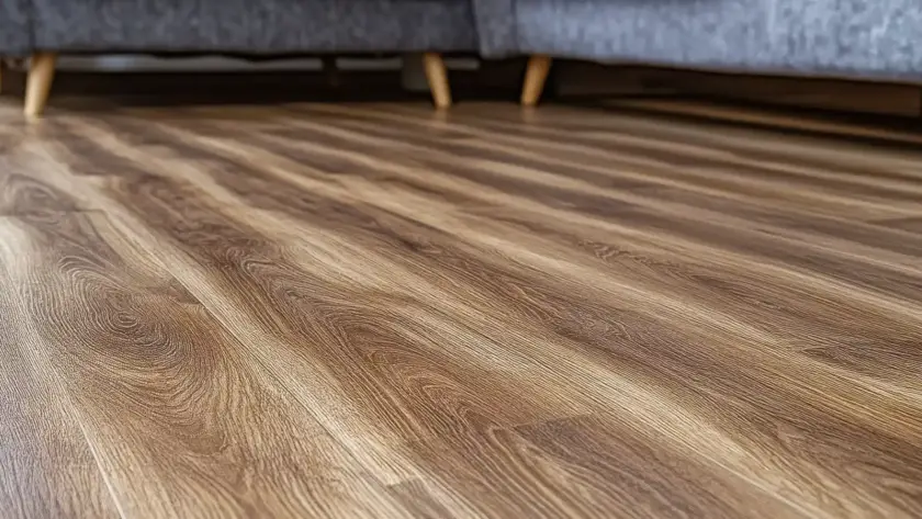 Diagram showing thermal expansion effects on vinyl plank flooring in a sunny room