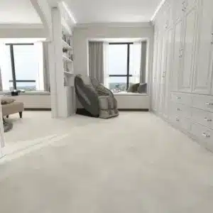 Mica 7mm NAF Aquatile rigid core SPC tile flooring in a light mineral stone finish